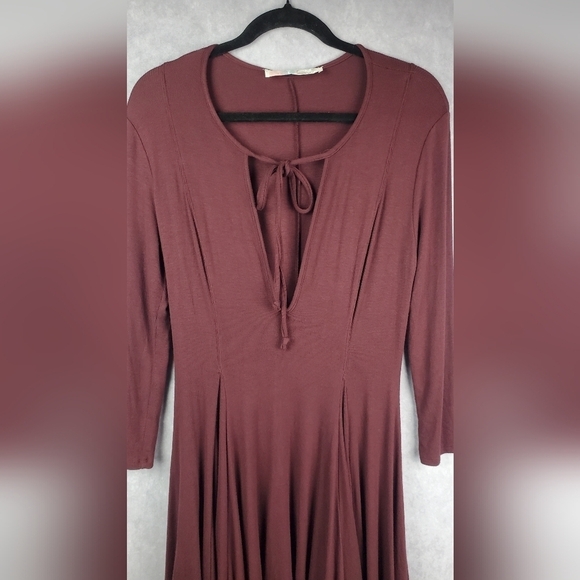 FP‎  free people Beach Rose flattering Ribbed maron Dress Size SP - Picture 3 of 6